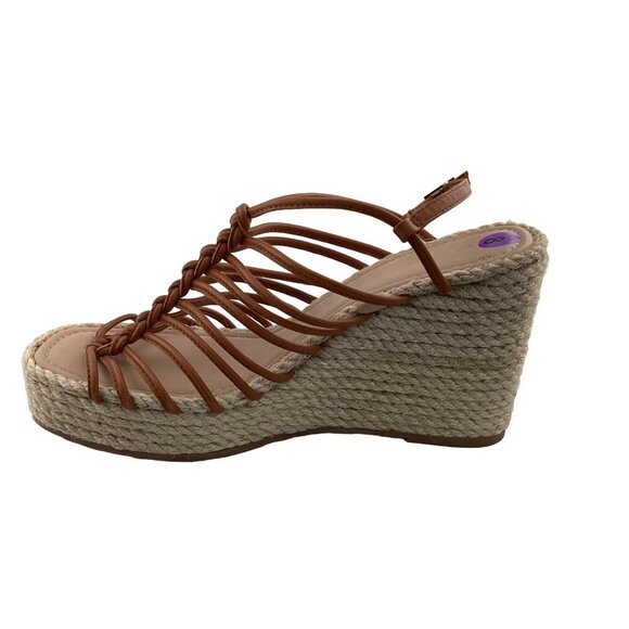 Via Spiga Selma Espadrille Wedge Sandal Size 8 Tan Braided Straps Strappy Open T - Picture 1 of 8